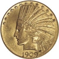 $10 Gold Indian Head (1907-1933), 0.4838 Troy Ounce Gold Content