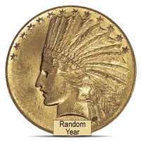 $10 Gold Indian Head (1907-1933), Cleaned/Jewelry Grade, 0.4838 Troy Ounce Gold Content