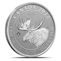 2022 3/4 Oz RCM Moose - Reverse Proof, .9999 Silver Coin