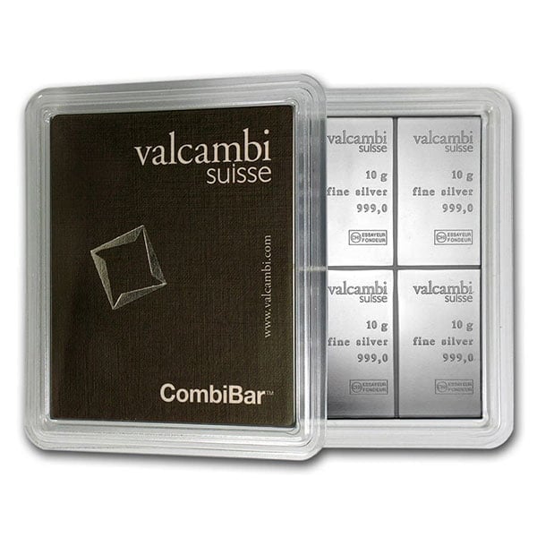 Silver Valcambi CombiBar - 10 x 10 Gram .999 Pure thumbnail
