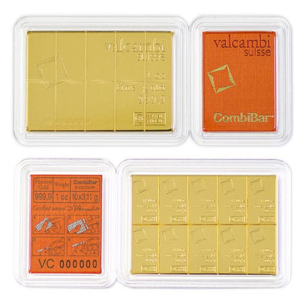 Valcambi CombiBar - 1 Troy Oz (10 x 1/10 Oz),  .9999 Gold