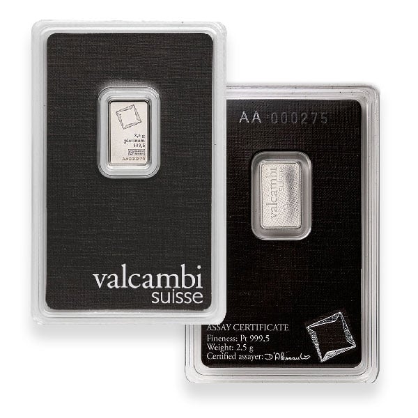 Platinum Bar, 2.5 Gram, .9995 Pure