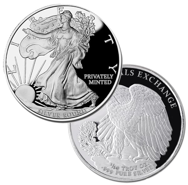 1/10 Ounce Walking Liberty Silver Round