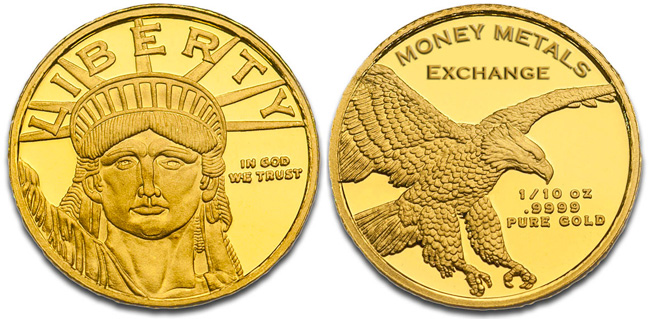 Lady Liberty Gold Round - 1/10 oz