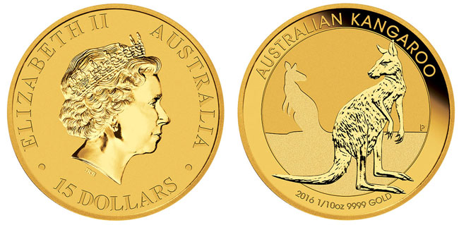 Gold Australian Kangaroo Coin - 1/10 oz