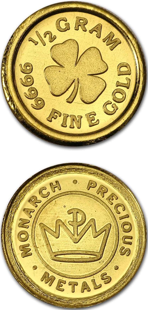 Monarch 1/2 Gram .9999 Fine Gold Clover Round (Sealed in Capsule)