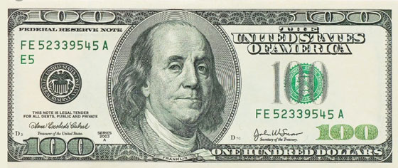 $100 Bill Federal Reserve Note 2003