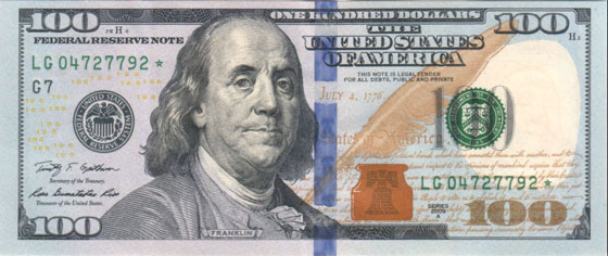 $100 Bill Federal Reserve Note 2009