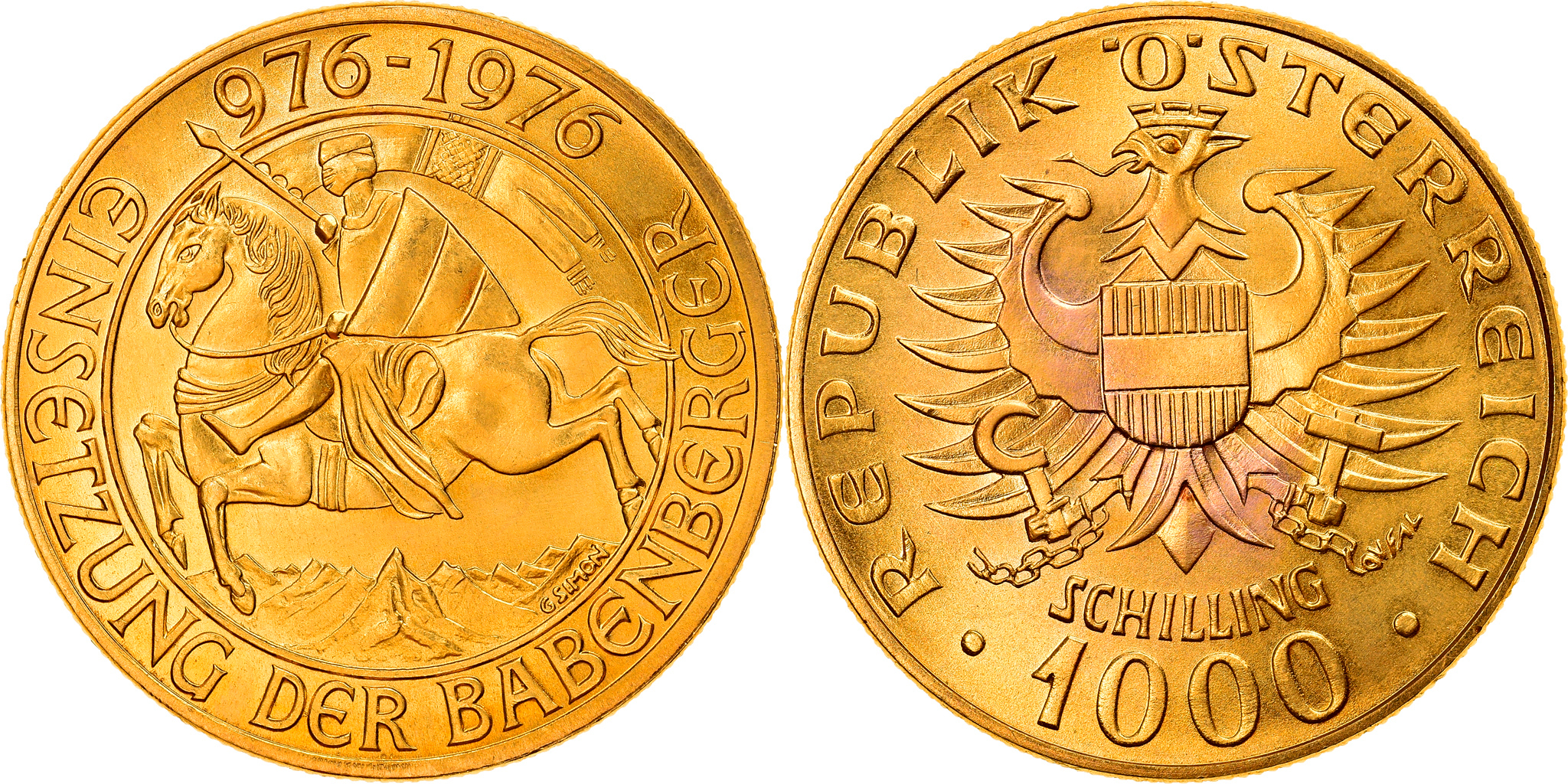 REDUCED: 1976 Austria Gold 1000 Schillings (.3906-oz AGW)