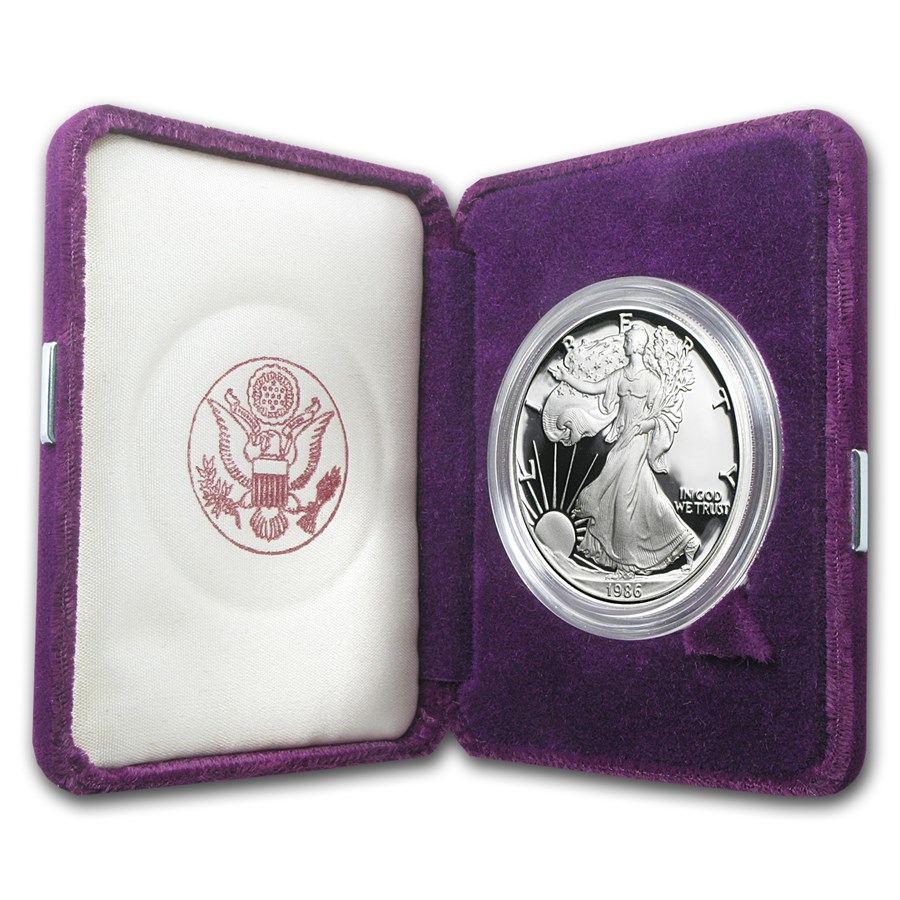 1986 Proof Silver Eagles (in box with COA) - First Year of Issue