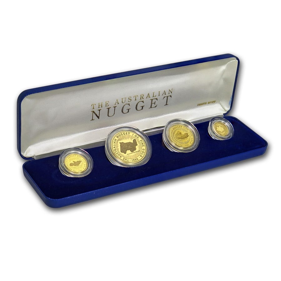 1986 Australia 4-Coin Gold Nugget Proof Set (in OGP)