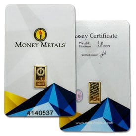 1 Gram Gold Bars Money Metals