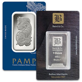 1 Oz Rhodium Bars