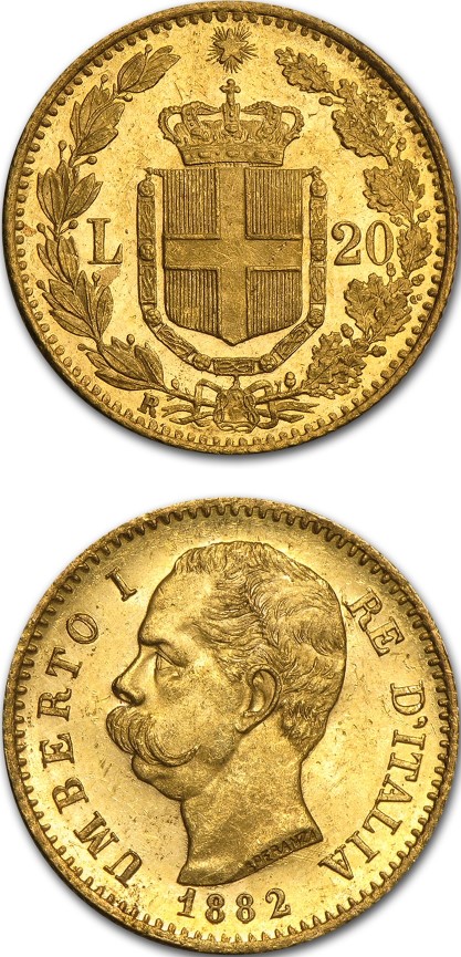 20 Lire Italian Gold Coins (.1867-oz AGW)