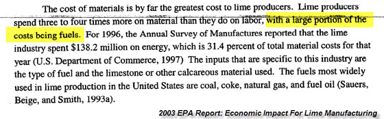 2003 EPA Report: Economic Impact For Lime Manufacturing