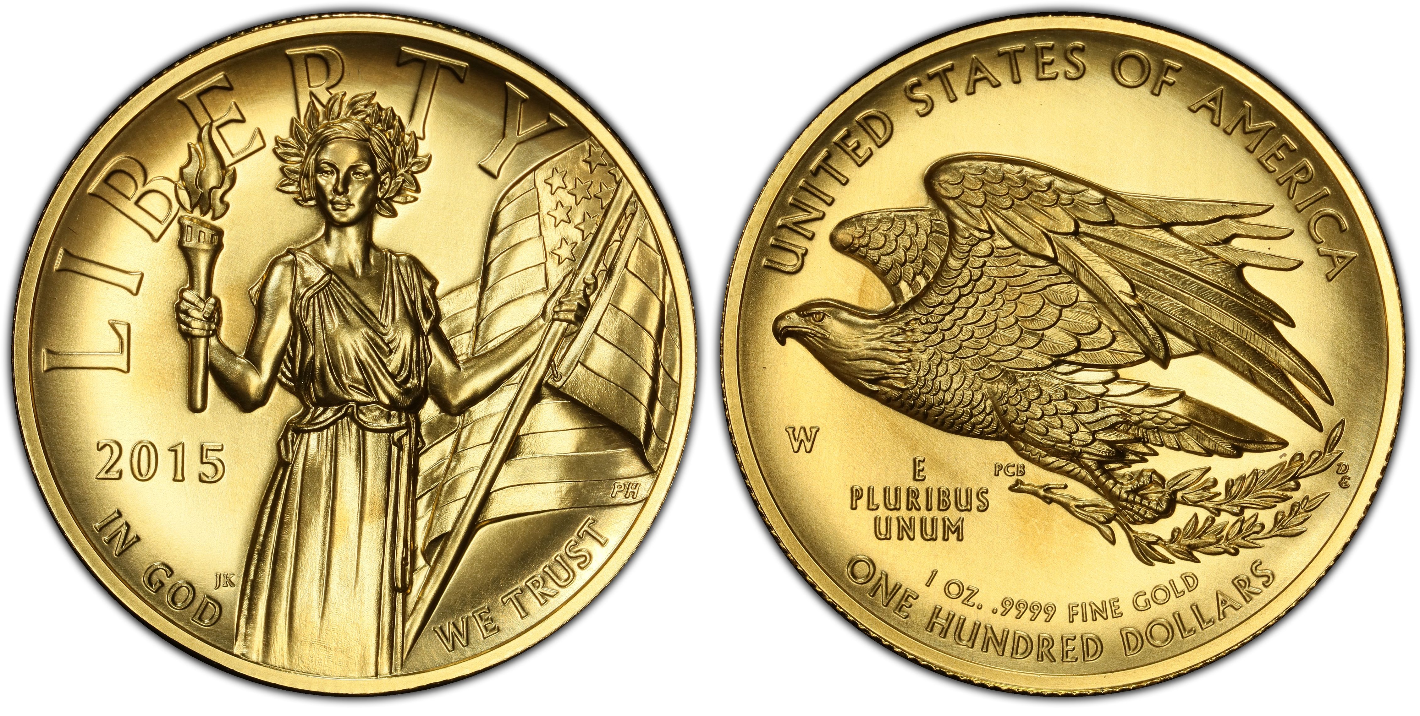 2015-W 1-oz Liberty High Relief Gold Coins, Graded PCGS MS69