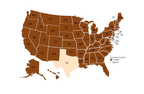 Gold and silver public pension funds map