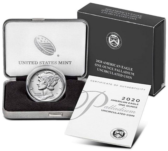 2020 1-oz Palladium Burnished American Eagle Coin (Box w/CoA)