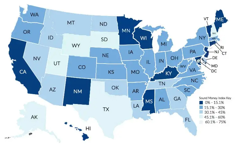 2023 Sound Money Index USA Map