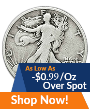 Pre-1965 90%
 Junk Silver Walking Liberty Half Dollars | Shop Now >