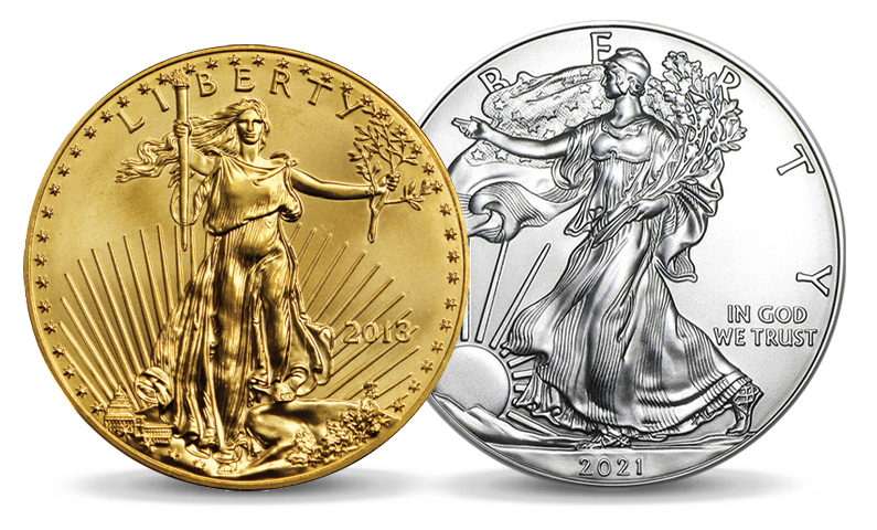 Gold and shop silver coins