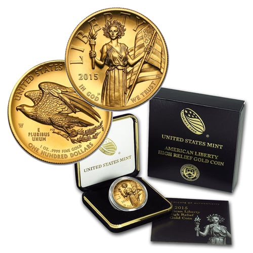 2015-W High Relief American Liberty 1-oz Gold Coin (w/ Box and COA)