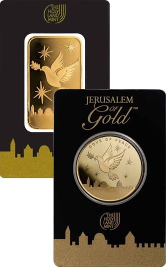 Holy Land Mint: Gold Doves of Peace - 1 Oz Rounds and Bars in Assay