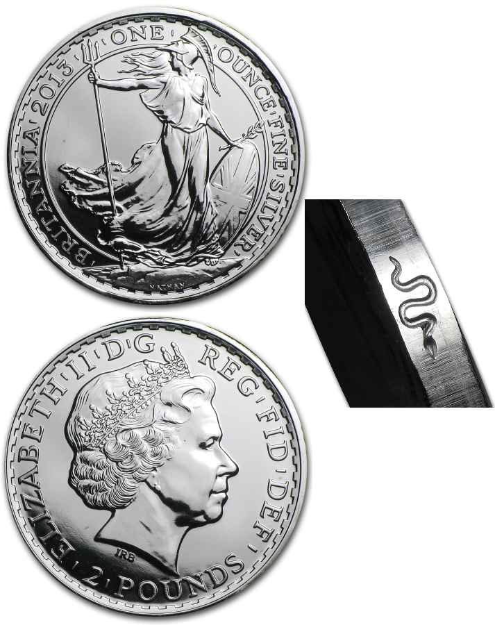 Special Edition 2013 1-Oz Silver Britannias with Year of the Snake Privy Mark
