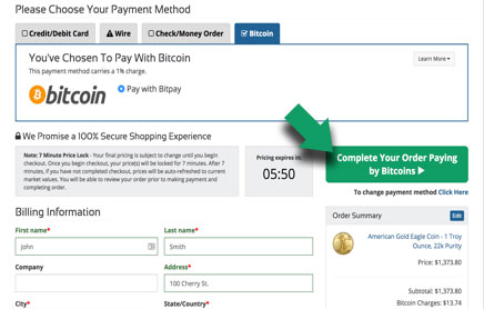 Complete Your Order Paying by Bitcoins