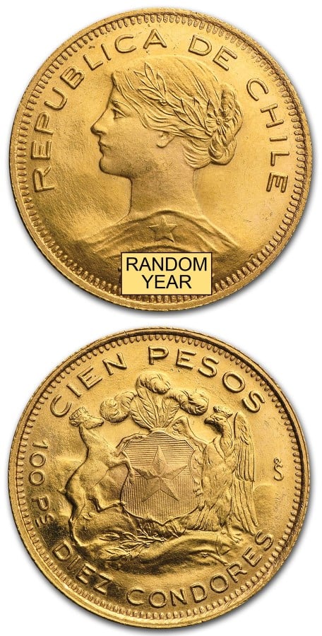 Chile Gold 100 Pesos (.5886 AGW)
