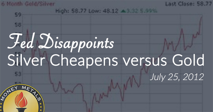 Fed Disappoints;  Silver Cheapens versus Gold