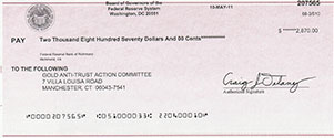 Federal Reserve Check