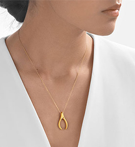Gold Pendant: Wishbone