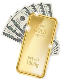 Gold Bar and Cash