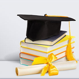Graduate Cap, Books, and Paper