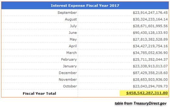 Interest Expense Fiscal Year 2017 (Chart)
