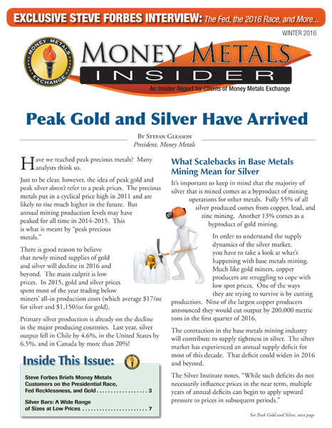 Money Metals Insider - Winter 2016