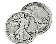 90% Silver Walking Liberty Half Dollars | Shop Now >