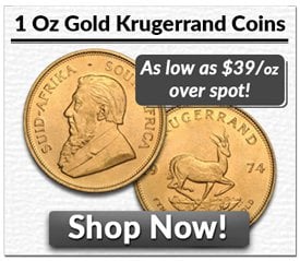 1 oz Gold Krugerrand Coins | As low as $39/oz over spot!