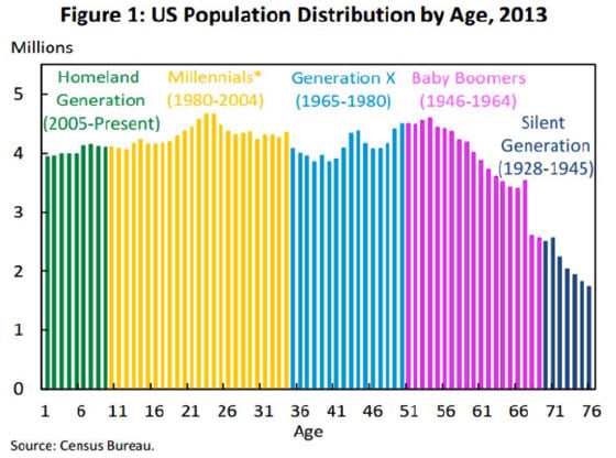 Figure 1: US Population Distribution by Age, 2013