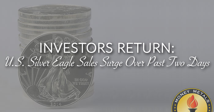 INVESTORS RETURN: U.S. Silver Eagle Sales Surge Over Past Two Days