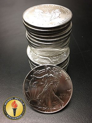 American Eagle silver coins stack from Money Metals Exchange