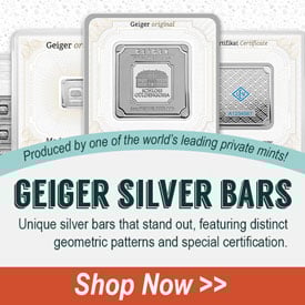 Produced by one of the worlds leading private mints! Geiger Silver Bars:
 Unique silver bars that stand out, featuring distinct geometric patterns and
 special certification. | Shop Now.