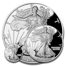 Walking Liberty Silver Rounds in Sizes of 1/2, 1/4, and 1/10 oz