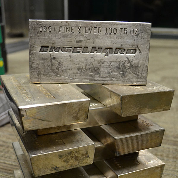 stacked englehard silver bars