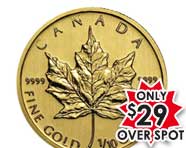 1/10 Oz Canadian Maple Leaf Gold Coin | Shop Now >