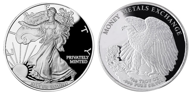 Walking Liberty Silver Round - 1/10 oz