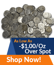 Pre-1965 90% Junk Silver (Dimes) | Shop Now >