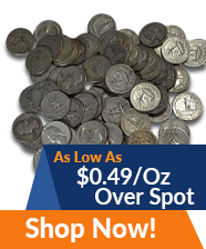 Pre-1965 90% Junk Silver (Quarters) | Shop Now >