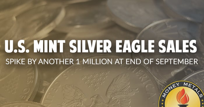 U.S. Mint Silver Eagle Sales Spike By Another 1 Million At End Of September